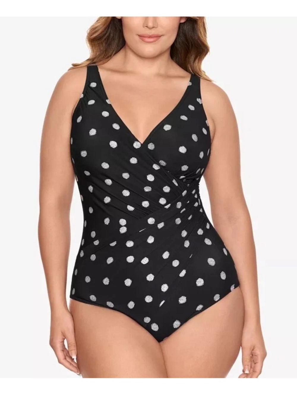 Miraclesuit BLACK Plus Size Oceanus Tummy Control One-Piece Swimsuit US 22W $202